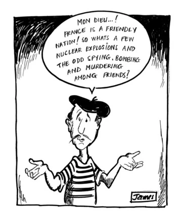Image: Lynch, James Robert, 1947- :"Mon dieu...! France is a friendly nation! So whats a few nuclear explosions and the odd spying, bombing and murdering among friends?" 2 September 1985