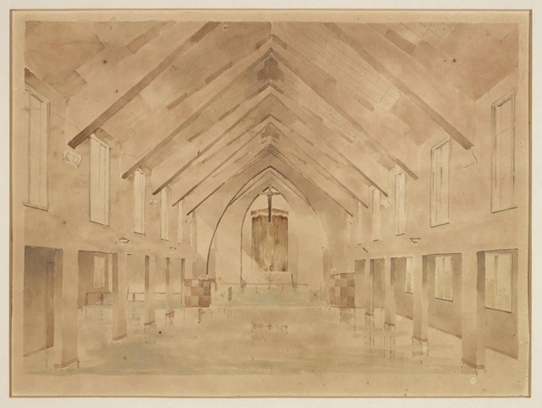 Image: Artist unknown :[Interior of St Paul's Church, Waiwhetu, Lower Hutt. 1961?]