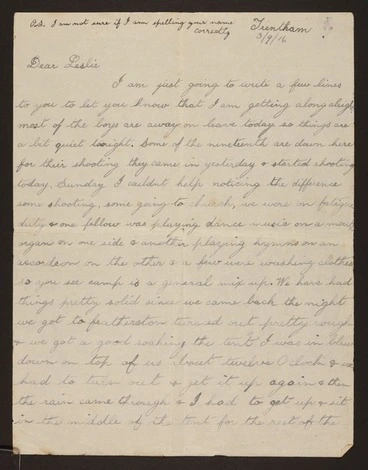 Image: Grant, David Albert, 1888-1918 : Letters to Leslie
