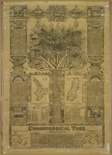 Image: Meek, James McKain, 1815-1899: Chronological tree of New Zealand history. Photolithographed from pen and ink drawing by James McKain Meek. Auckland [1880 or later]