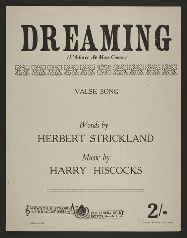 Image: Dreaming : (l'adoree de mon coeur) : valse song / words by Herbert Strickland ; music by Harry Hiscocks.