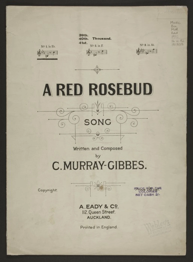 Image: A red rosebud : song / written and composed by C. Murray-Gibbes.