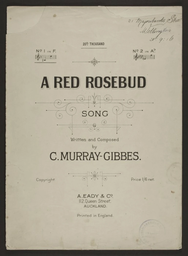 Image: A red rosebud : song / written and composed by C. Murray-Gibbes.