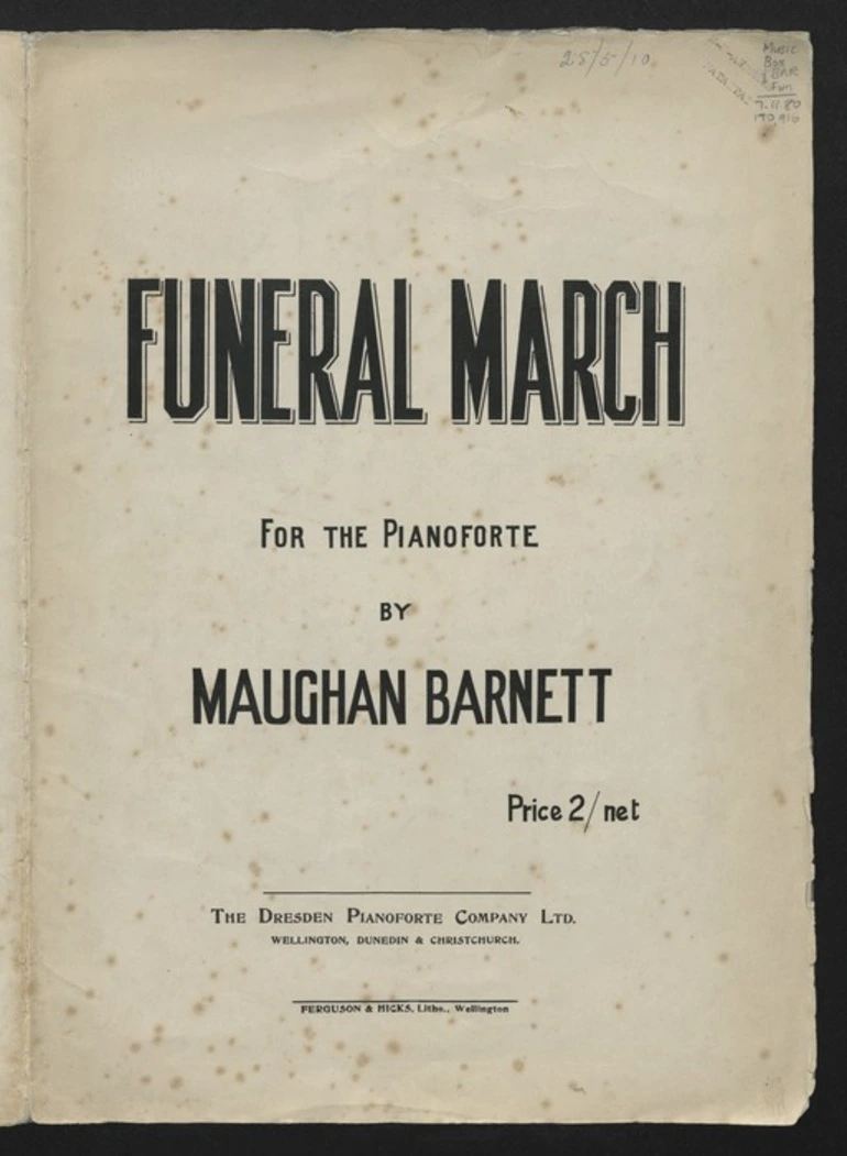 Image: Funeral march : for the pianoforte / by Maughan Barnett.