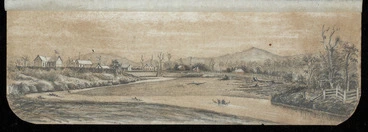 Image: [Swainson, George Frederick], 1829-1870 :Stockade & bridge, Hutt. 1860
