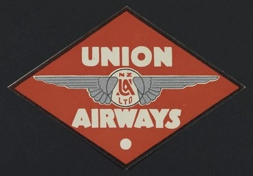 Image: Union Airways of New Zealand Ltd : [Airline sticker, diamond shape. ca 1935-1945]