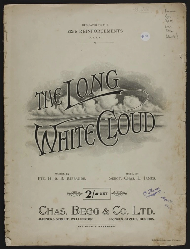 Image: The long white cloud : Aotea Roa / written by H.S.B. Ribbands ; composed by Chas. L. James.