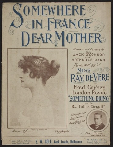 Image: Somewhere in France, dear mother / written and composed by Jack O'Connor & Arthur Le Clerq.