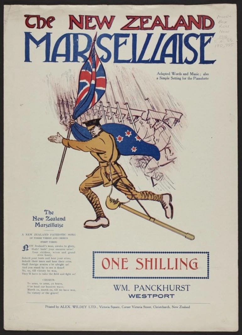 Image: The New Zealand marseillaise / adapted words and music ; also a simple setting for the pianoforte.