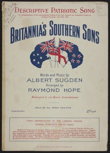 Image: Britannia's southern sons / words and music by Albert Sugden ; arranged by Raymond Hope.