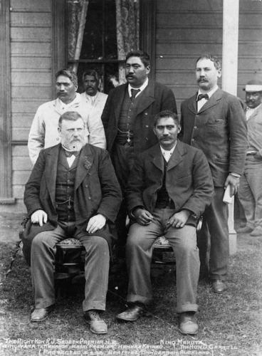 Image: Richard Seddon with Maori leaders at Huntly - Photograph taken by Beattie and Sanderson