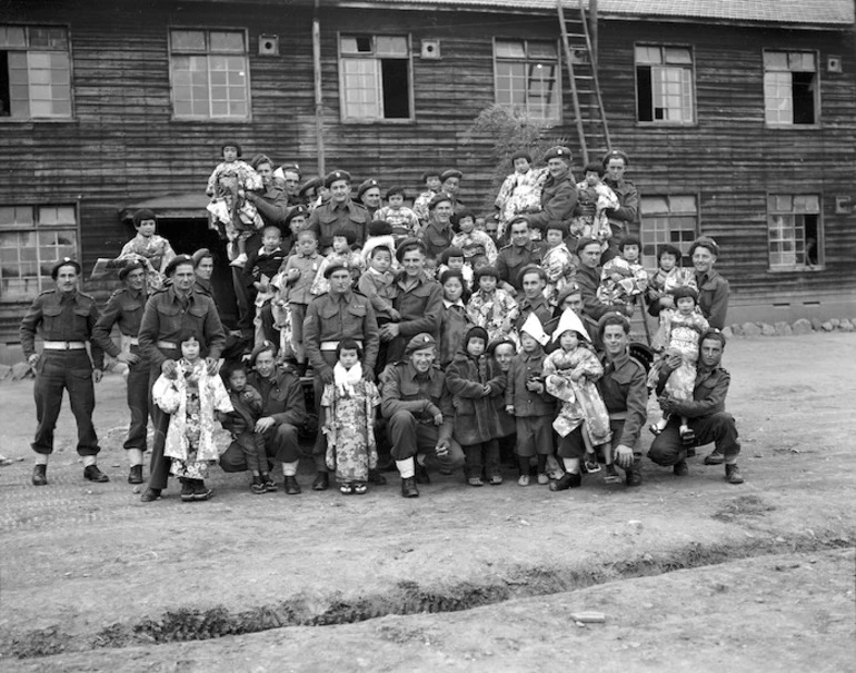 Image: New Zealand J Force soldiers hosting a Christmas party for Japanese children, Chofu, Japan