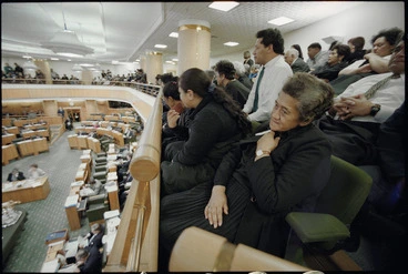 Image: Members of Tainui iwi in public gallery of Parliament, Wellington