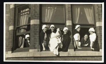Image: Nurses, nurses home, Wellington Hospital, Wellington City, New Zealand