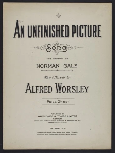 Image: An unfinished picture : song / words by Norman Gale ; music by Alfred Worsley.