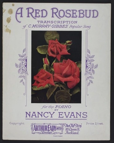 Image: A red rosebud : transcription of C. Murray-Gibbes' popular song : for the piano / by Nancy Evans.
