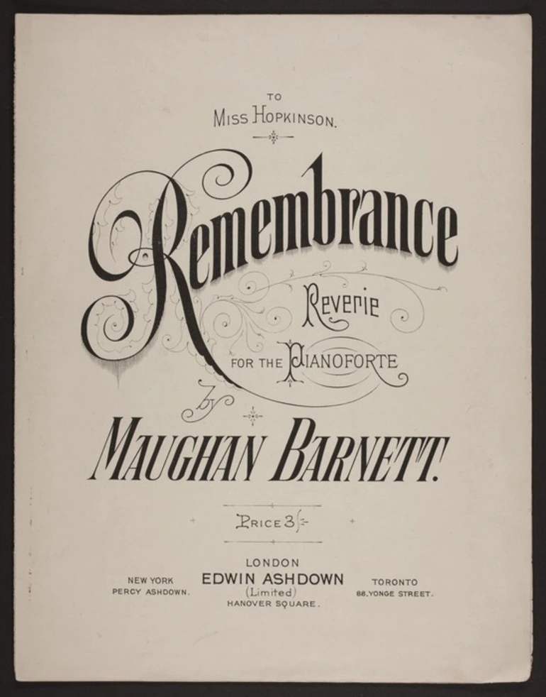 Image: Remembrance : reverie for the pianoforte / by Maughan Barnett.