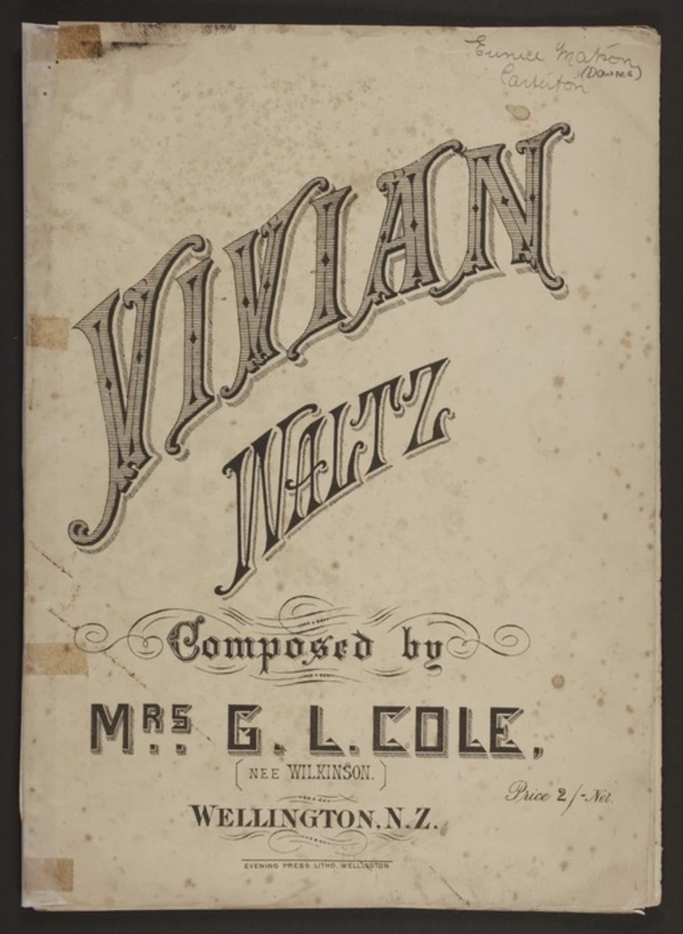 Image: Vivian waltz / composed by Mrs. G.L. Cole (nee Wilkinson).