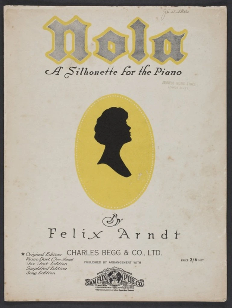 Image: Nola : a silhouette for the piano / by Felix Arndt.