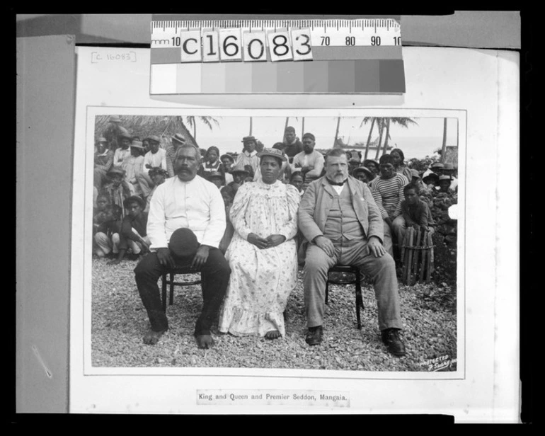 Image: Richard John Seddon with King John and Queen, Mangaia, Cook Islands