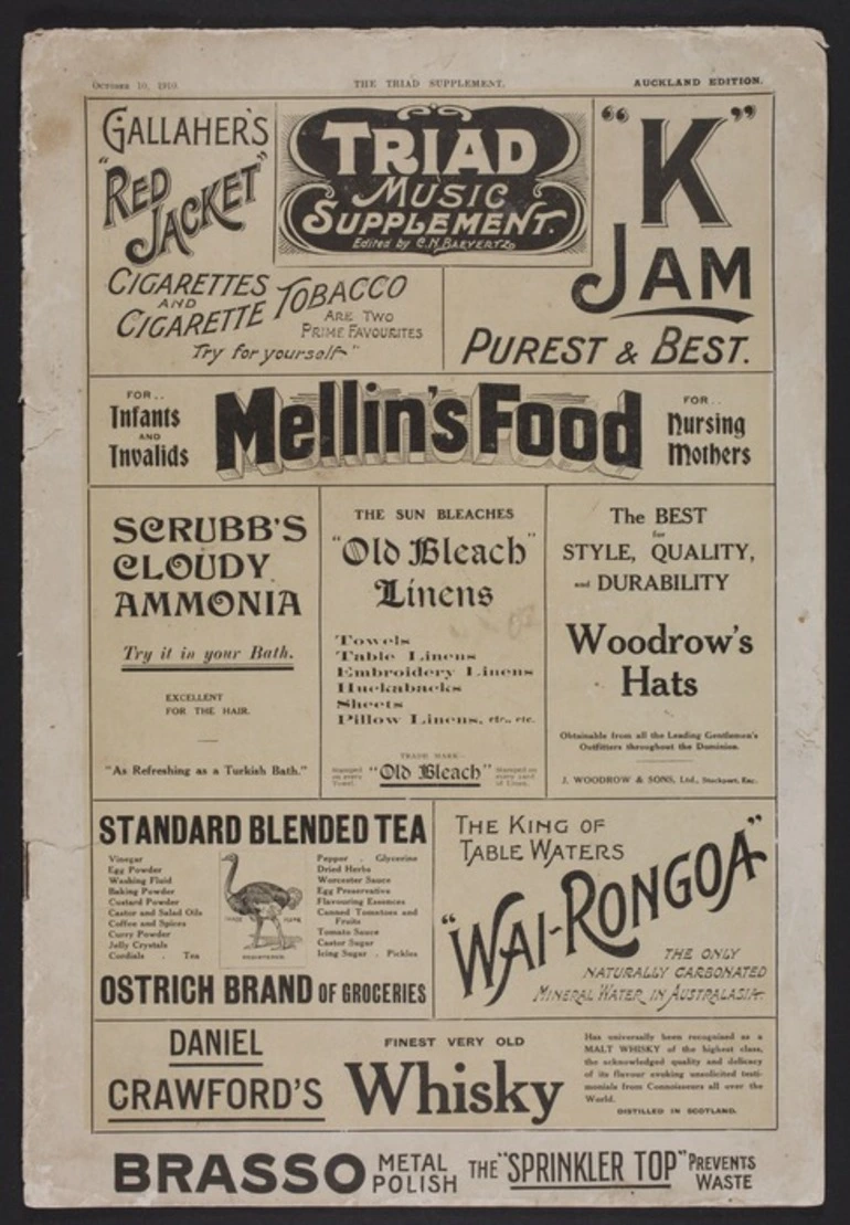 Image: Triad music supplement. October 10, 1910 / edited by C.N. Baeyertz.