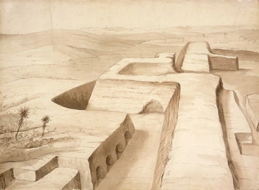 Image: [Heaphy, Charles] 1820-1881 :[Earthworks of Rangiriri Pa, taken 20th Nov. 1863]