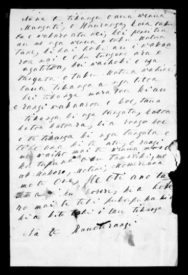 Image: Undated letter from Te Rau o Te Rangi to McLean