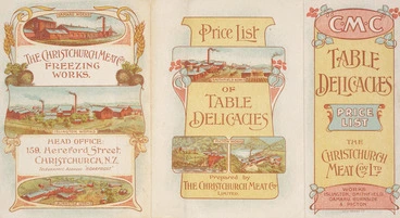Image: Christchurch Meat Company Ltd :Table delicacies price list. 1st Feb[ruary] 1914. [Printed by] Ch[rist]ch[urch] Press Co.