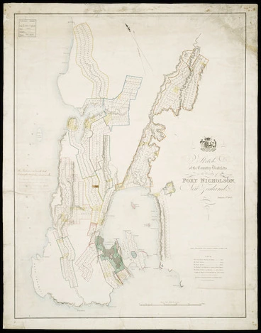 Image: Sketch of the country districts in the vicinity of Port Nicholson, New Zealand , Jan. 4th, 1843 / engraved by R.H. Davies.