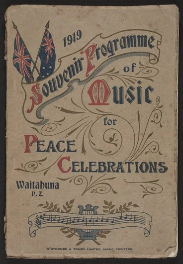 Image: 1919 souvenir programme of music for peace celebrations, Waitahuna, N.Z.