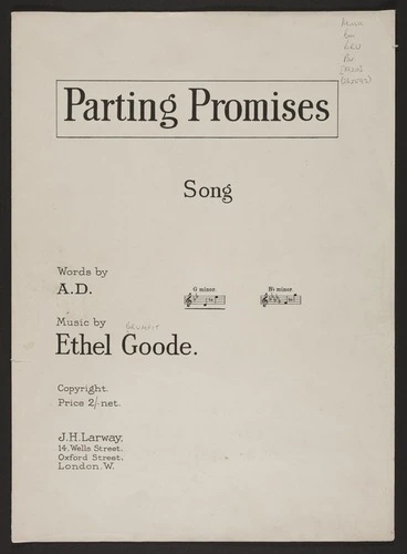 Image: Parting promises / words by A.D. ; music by Ethel Goode.
