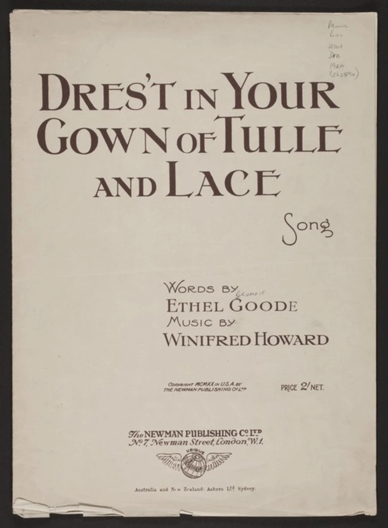 Image: Dres't in your gown of tulle and lace / words by Babette ; music by Winifred Howard.