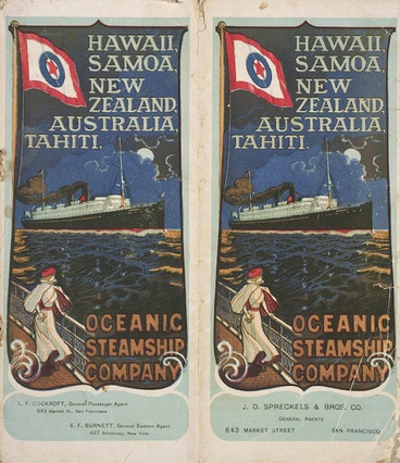 Image: Oceanic Steamship Company :Hawaii, Samoa, New Zealand, Australia, Tahiti. [Brochure cover. ca 1900]