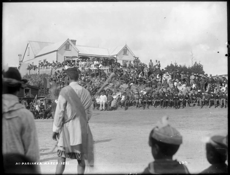 Image: Meeting at Parihaka Pa, with Te Whetu