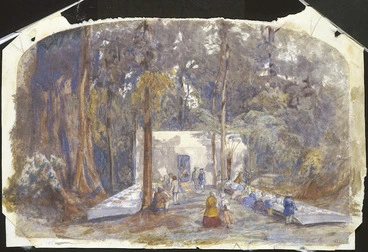 Image: Richmond, James Crowe, 1822-1898 :Picnic near Ratanui. December 1851.