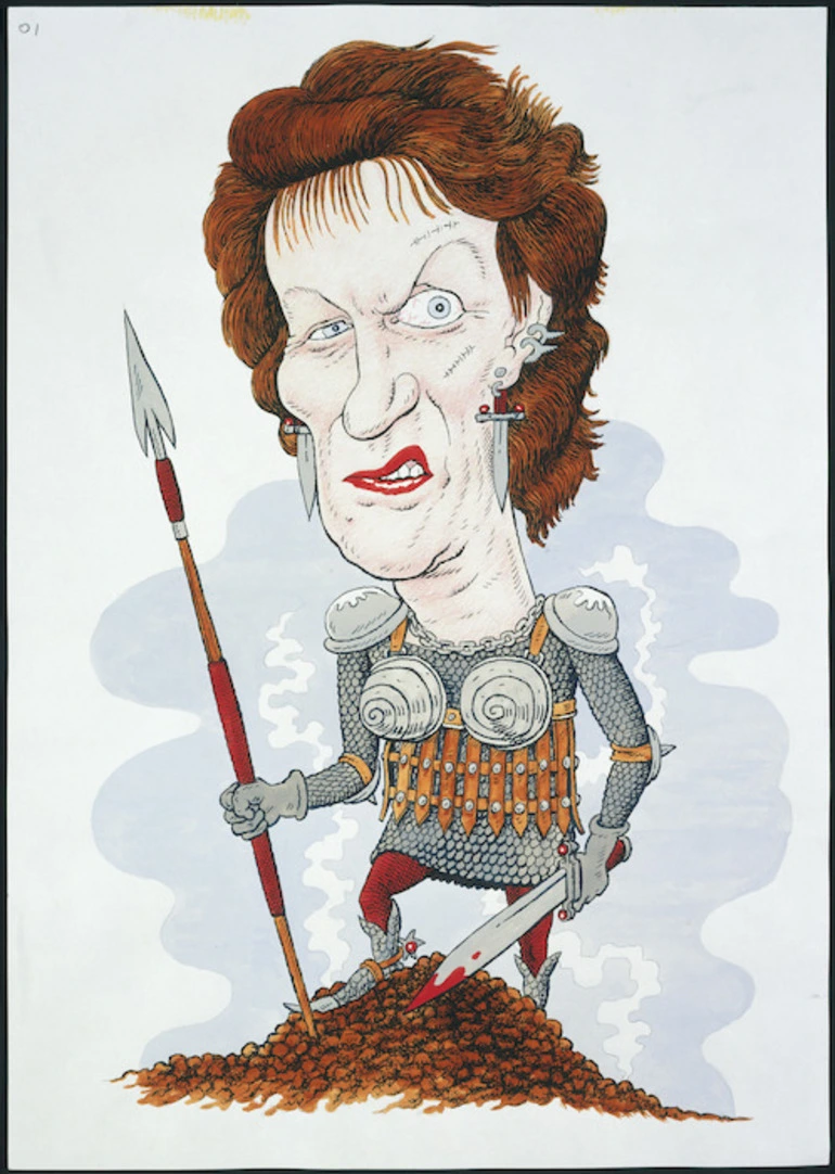 Image: Hodgson, Trace, 1958- : [Helen Clark as warrior]