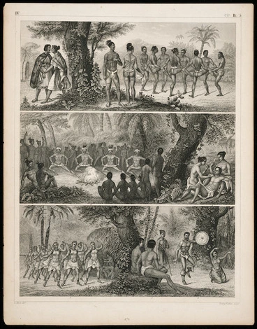 Image: Artist unknown :[New Zealand and Pacific peoples; vertical triptych]. G Heck dirt; Henry Winkles sculpt. IV. B. 5, [page] 271. [ca 1849-1860]
