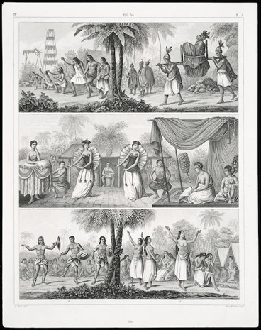 Image: Artist unknown :[New Zealand and Pacific peoples; vertical triptych]. G Heck dir.t; Henry Winkles sculpt. IV. B. 5, Taf. 38 [page] 511. [ca 1849-1860]
