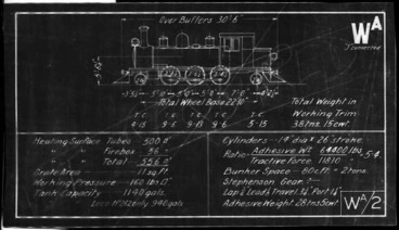 Image: Blueprint specifications "Wa/2" for "Wa" class steam locomotives (J converted)