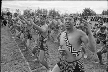 Image: Haka being performed during Captain Cook celebrations, Gisborne