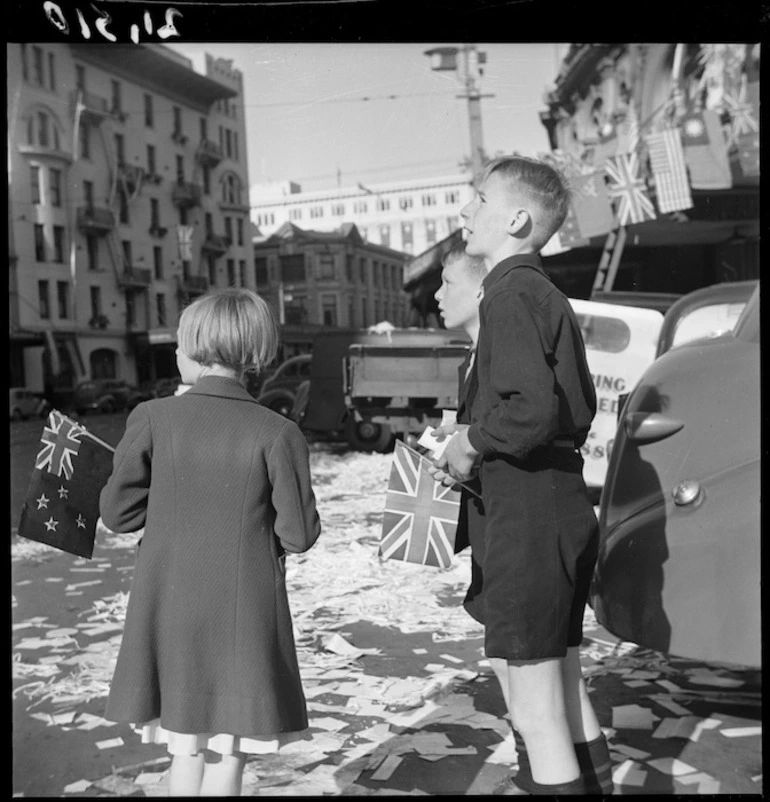 Image: Children during VE day celebrations, Lambton Quay, Wellington