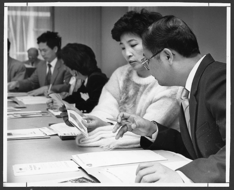 Image: Potential immigrants to New Zealand, Chang Yieshan and his wife Chang Wu Su-Chin of Taiwan - Photograph taken by William West