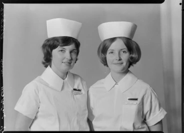 Image: Nurse Hughes and Nurse Burns, Wellington Hospital, State Final, May 1965