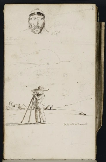 Image: Mantell, Walter Baldock Durrant, 1820-1895 :Mr Wills, Nov. 20. In his style. Mr Mantell at Moeraki. [by F. E. Nairn. 1848]
