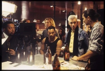 Image: Lee Tamahori directing Cliff Curtis in Once Were Warriors bar scene, Auckland