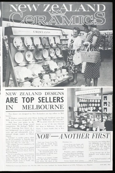Image: Crown Lynn Potteries Ltd :New Zealand ceramics. New Zealand designs are top sellers in Melbourne. Now - another first ... January 1963.