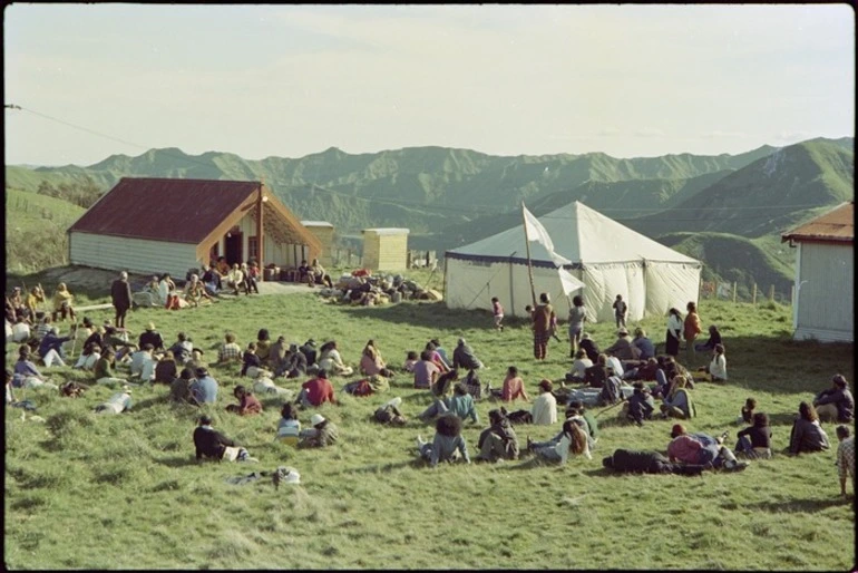 Image: Participants in Maori Land March at Otoko Marae