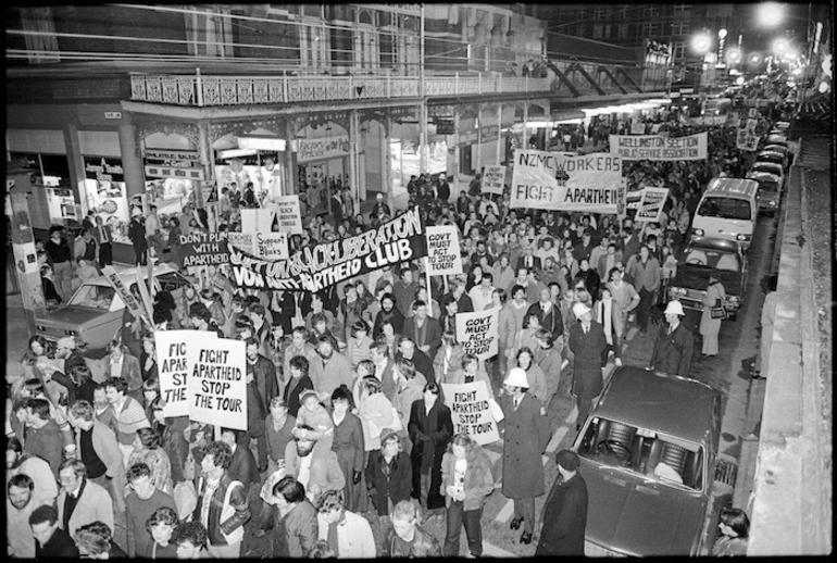 Image: Anti-Springbok tour demonstration, Willis Street, Wellington