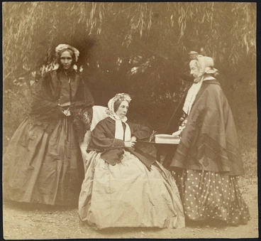 Image: Photograph of "The Three Graces" - Caroline Harriet Abraham, Lady Mary Ann Martin, and Sarah Harriet Selwyn