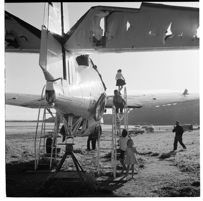 Image: Opunake, old plane on playground near the beach; Road towards Mt Egmont